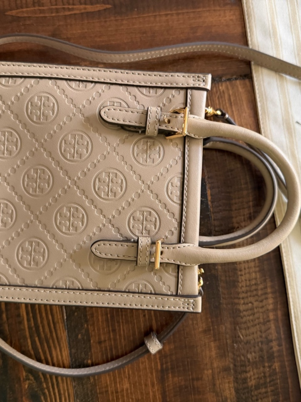 Tory Burch T Monogram Leather Mini Tote in Fresh Clay - Picture 5 of 6